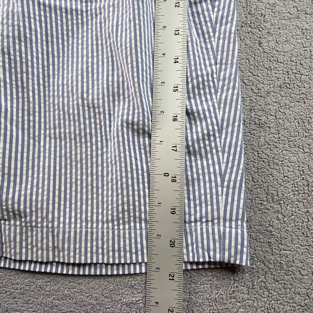 Jos. A. Bank Stays Cool Chino Shorts Men 40 White Blue Stripe Seersucker Pleated